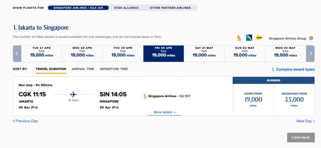 SIN-CGK Singapore Airlines Business Class